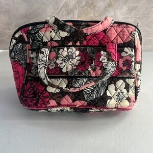 Vera Bradley Cosmetic Makeup Travel Bag Mocha Rouge Quilted Cotton Floral